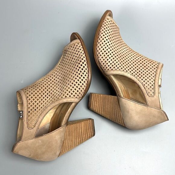 PAUL GREEN Tianna Suede Beige Open Toe Chunky Heeled Ankle Sandal Bootie US 7,5 - Picture 5 of 15